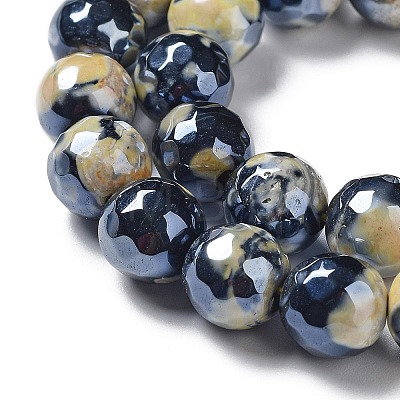 Electroplate Natural Fire Crackle Agate Beads Strands G-G0006-A01-08-1