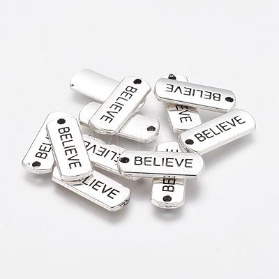 Tibetan Style Alloy Rectangle with Word Believe Pendants TIBEP-Q043-066-RS-1