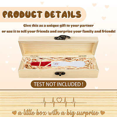 Rectangle Wooden Pregnancy Test Keepsake Box with Lock CON-WH0103-004-1
