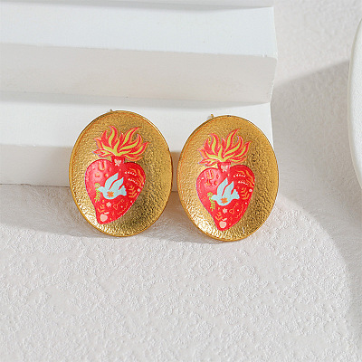 304 Stainless Steel Enamel Stud Earrings WGB06E4-02-1