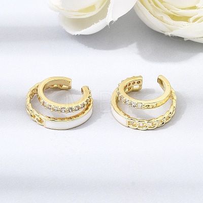 Brass Micro Pave Cubic Zirconia Cuff Earrings for Women CU-CBAE7DF-24G-1
