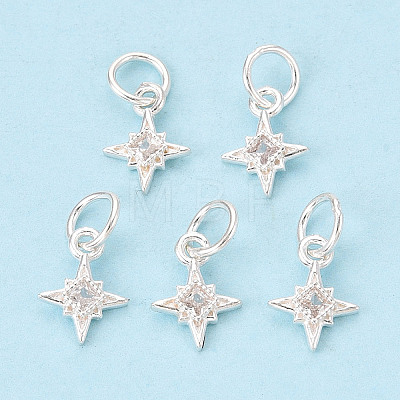 925 Sterling Silver Pave Clear Cubic Zirconia Star Charms STER-T009-15S-1