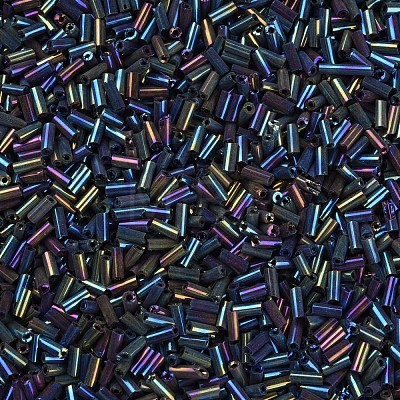 Metallic Colours Glass Bugle Beads SEED-N005-001-D04-1