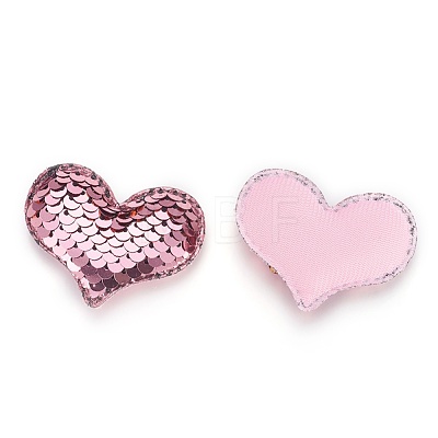 Glitter Sequins Fabric Heart Padded Patches DIY-WH0083-A-M-1