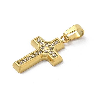 Ion Plating(IP) 304 Stainless Steel Micro Pave Cubic Zirconia Pendants STAS-Z107-08G-12-1