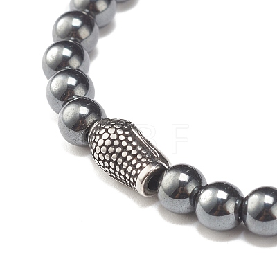 Round Synthetic Noctilucent Stone/Luminous Stone Braided Bead Bracelet with Buddha Head BJEW-JB07640-01-1