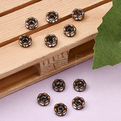 Brass Rhinestone Spacer Beads RB-A014-L6mm-01R-NF-1