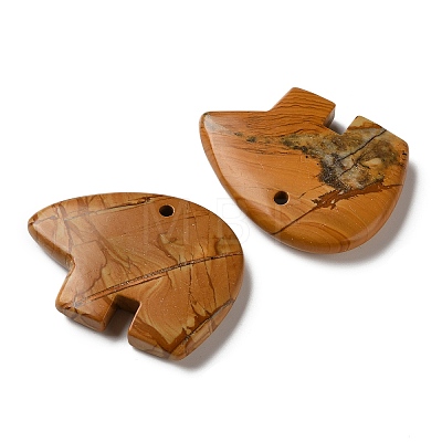 Natural Wood Lace Stone Pendants G-T144-08G-1