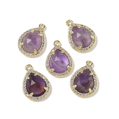 Natural Amethyst Faceted Teardrop Pendants G-U028-02G-03-1