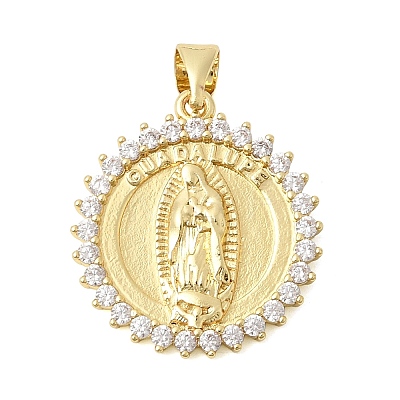 Brass Micro Pave Clear Cubic Zirconia Pendants KK-Z150-22G-05-1