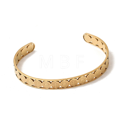 201 Stainless Steel Open Cuff Bangles for Women BJEW-Z162-01G-1