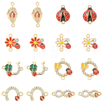16Pcs 8 Styles Zinc Alloy Enamel Connector Charms FIND-YW0012-70-1