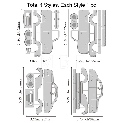 4Pcs 4 Styles Carbon Steel Cutting Dies Stencils DIY-WH0309-574-1