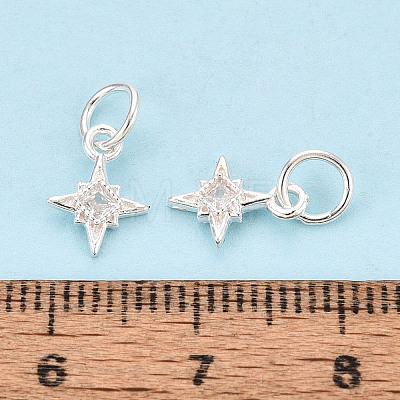 925 Sterling Silver Pave Clear Cubic Zirconia Star Charms STER-T009-15S-1