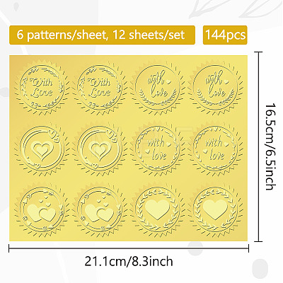 6 Patterns Aluminium-foil Paper Adhesive Embossed Stickers DIY-WH0451-013-1