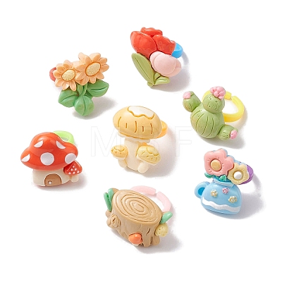 Cartoon Resin Rings for Child RJEW-JR00680-1