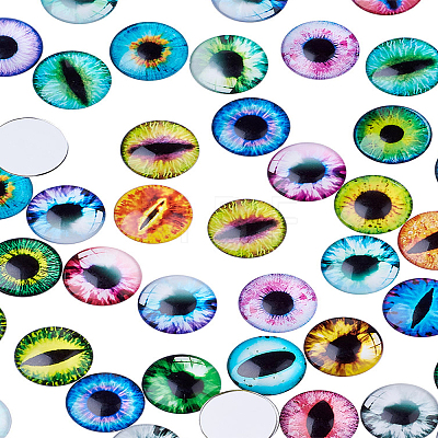 Eye Printed Glass Cabochons GGLA-BT0001-01-1