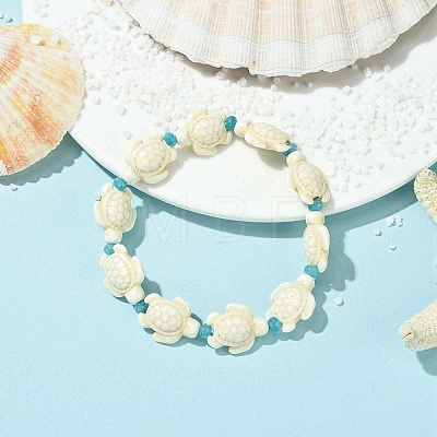 Synthetic Turquoise Beads Stretch Bracelets for Women BJEW-JB13598-02-1