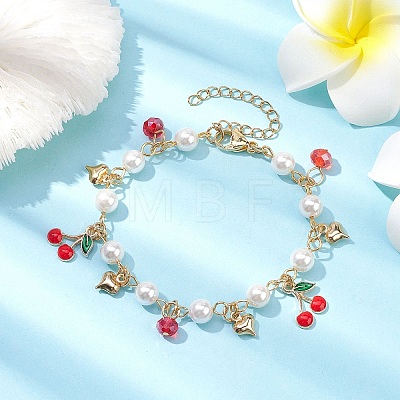Glass Beads & Pearl Bead Bracelets BJEW-JB10069-1