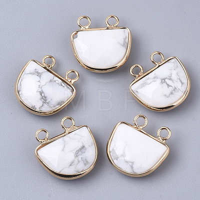 Natural Howlite Semi Circle Pendants G-S359-011G-1