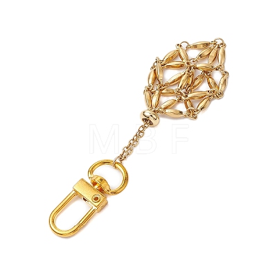 304 Stainless Steel Macrame Chain Pouch Empty Stone Holder Pendant Decoration HJEW-JM02076-1