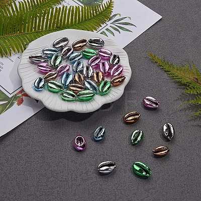 50Pcs 5 Colors Electroplated Sea Shell Beads SSHEL-SZ0001-02-1