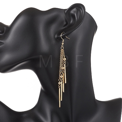 304 Stainless Steel Stick Tassel Dangle Earrings EJEW-JE06828-1