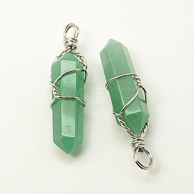 Natural Gemstone Double Terminated Pointed Pendants G-J062-P-1
