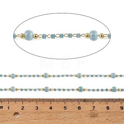 Handmade Brass Glass Beaded Chains GL-CBA1C06-01G-01-1