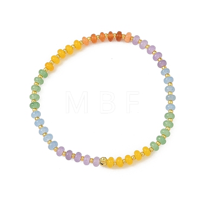 Dyed Natural White Jade Rondelle Beads Stretch Bracelets for Women BJEW-JB14235-02-1