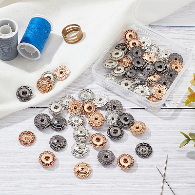  30Pcs 3 Colors Alloy & Brass Snap Buttons FIND-NB0003-64-1