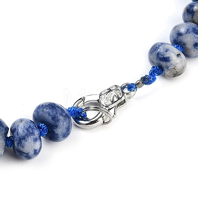 Natural Blue Spot Jasper Rondelle Graduated Beaded Necklaces for Women Men NJEW-K388-02N-1