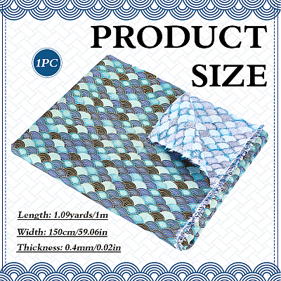 Fish Scales Pattern Cotton Fabric DIY-WH0622-777B-1