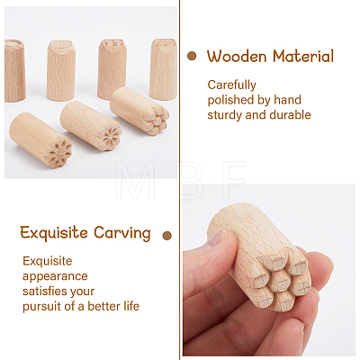 CHGCRAFT 12pcs 12 styles Round Wooden Traditional Chinese Moon Cake Molds AJEW-CA0004-24-1