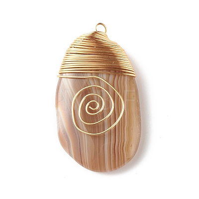 Natural Striped Agate Pendants PALLOY-JF01215-1