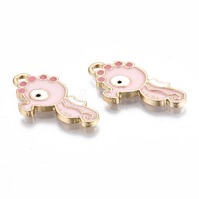 Light Gold Plated Alloy Enamel Pendants ENAM-T009-77C-RS-1