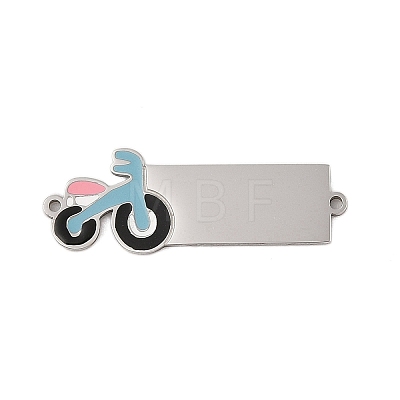 304 Stainless Steel Light Sky Blue Enamel Vehicle Connector Charms STAS-P377-13P-B-1