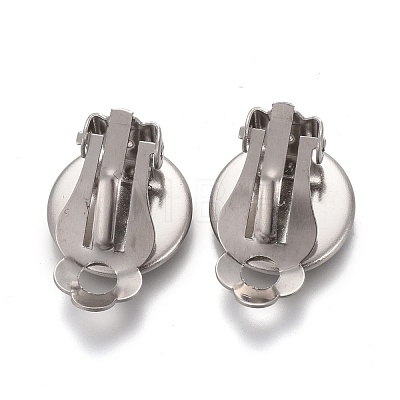 304 Stainless Steel Clip-on Earring Setting STAS-P249-23E-P-1