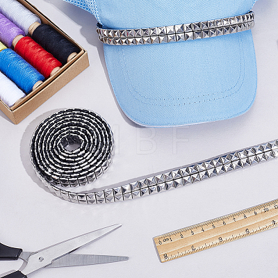 2 Yards 201 Stainless Steel Square Rivet Studed Cord DIY-GF0013-61A-1