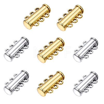 8 Sets 2 Colors 3-Strands Brass Magnetic Slide Lock Clasps KK-FS0001-60-1