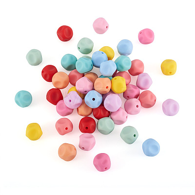  60Pcs 10 Colors Cube Food Grade Eco-Friendly Silicone Beads SIL-TA0001-54B-1
