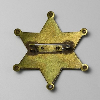 Blank Star Iron Brooch Findings IFIN-WH0070-16AB-1