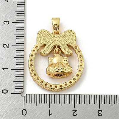 Christmas Brass Micro Pave Cubic Zirconia Pendant KK-H468-01C-01G-1