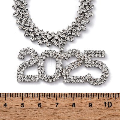 Brass Full Crystal Rhinestone 2025 Pendant Necklaces for Women NJEW-Q005-01P-1