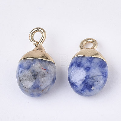 Electroplate Natural Blue Spot Stone Charms X-G-S344-09I-1