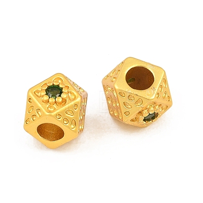 Brass Pave Cubic Zirconia Beads KK-A292-07MG-01-1