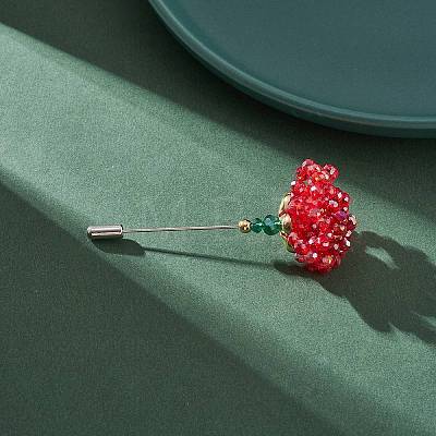 Glass Braided Bead Flower Lapel Pin JEWB-TA00003-1