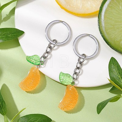 2Pcs Orange Slice Resin Keychains KEYC-JKC01064-1