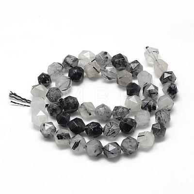 Natural Black Rutilated Quartz Beads Strands G-R448-10mm-01-1