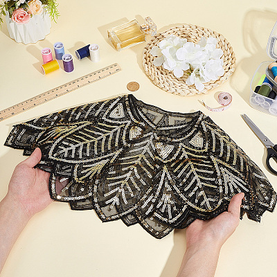 Polyester with Plastic Feather Sequin Shawls AJEW-CY0003-24-1